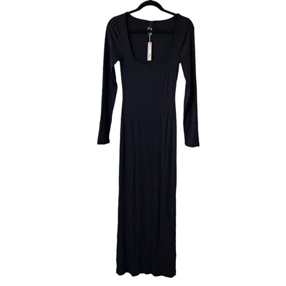 SKIMS SOFT LOUNGE LONG SLEEVE DRESS ONYX BLACK SIZE MEDIUM - Picture 6 of 12